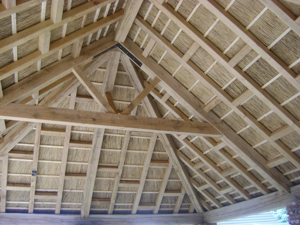 new building thatched roof